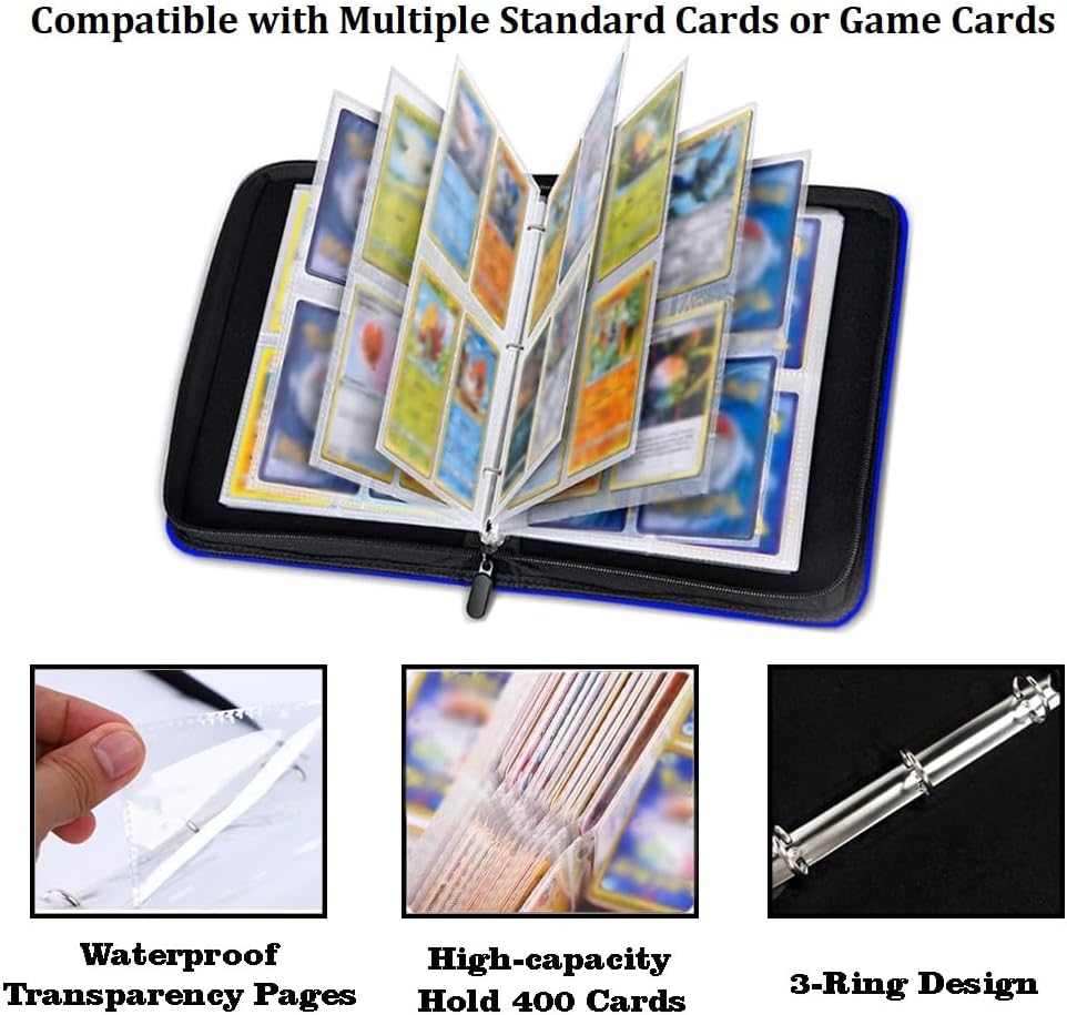 50 Sheets Trading Card Binder with Zipper – Compact PU Leather Album, Secure Top-Loading Pages for Trading, Sports & TCG Cards