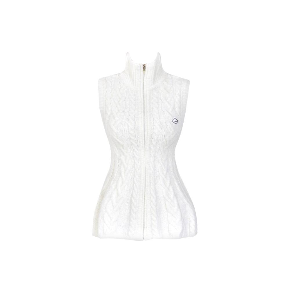J.JANE Flower Midi Knit Zip-Up Vest (Ivory)