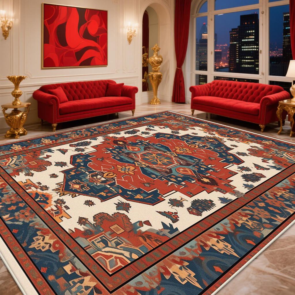 Retro Perzisch Tapijt Woonkamer Decoratie Slaapkamer Bohemien Rood Grote Oppervlakte Tapijten Wasbaar Lounge Tapijt Lounges Salontafels Mat