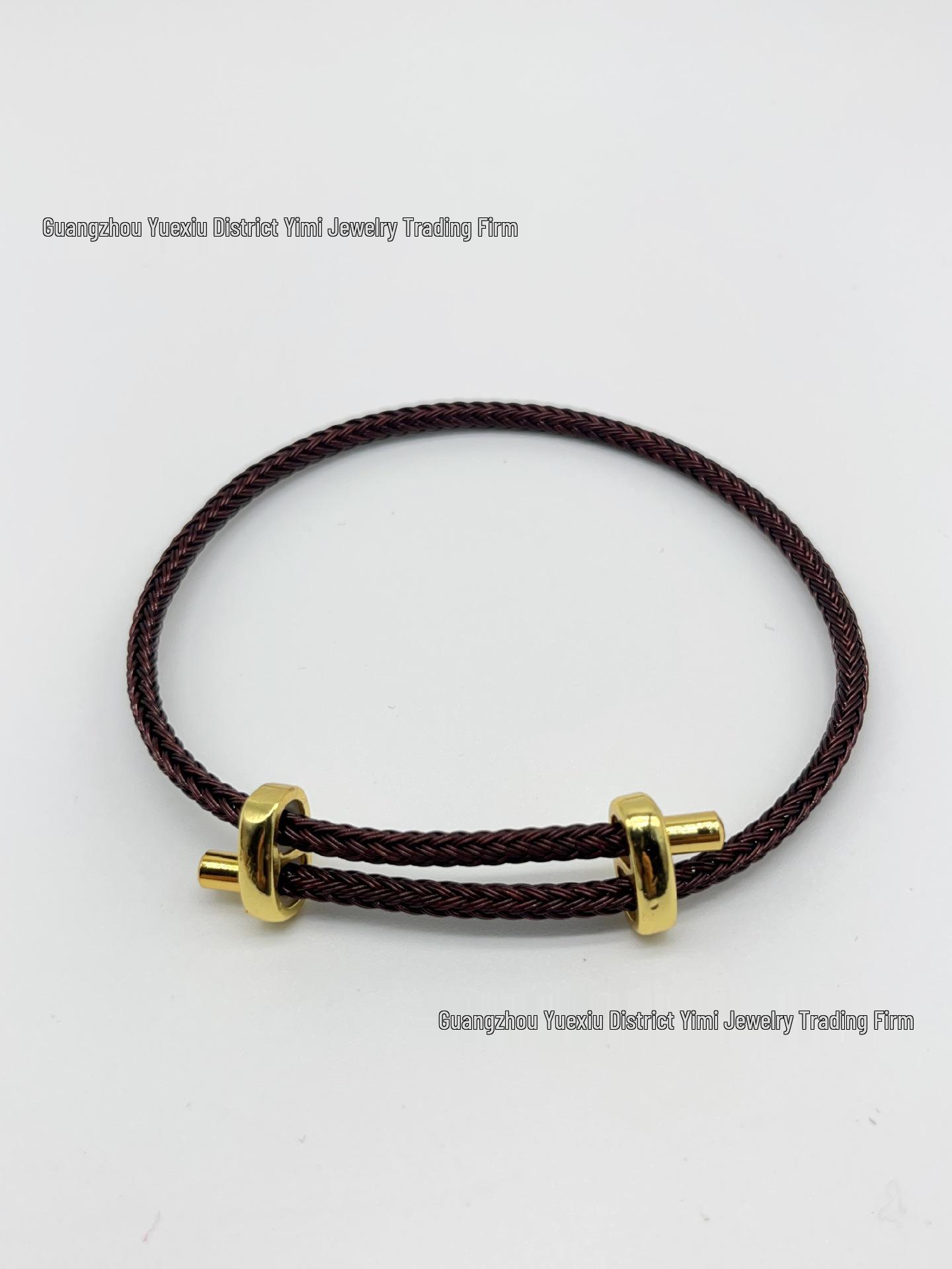 Регулируемый браслет из стального троса с бусинами и застежкой  восьмерка  - Кожаный шнурок для мужчин и женщин, издание 2025