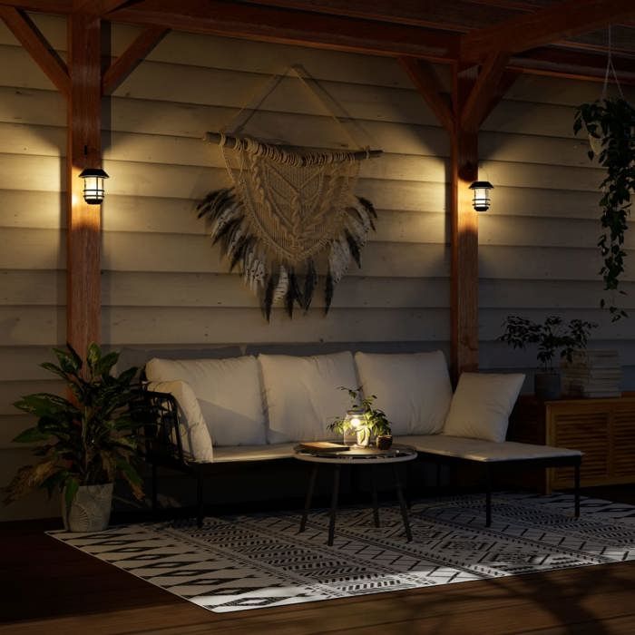 VidaXL Lanternes murales solaires d’extérieur 2 pcs blanc chaud, lanterne solaire murale de jardin, lampe solaire murale 4008185