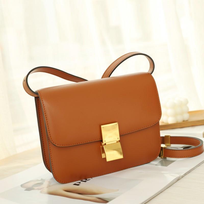 High-end Fashionable Small Square Bag Genuine Leather Women's Trendy Retro Tofu Box Cross-slung