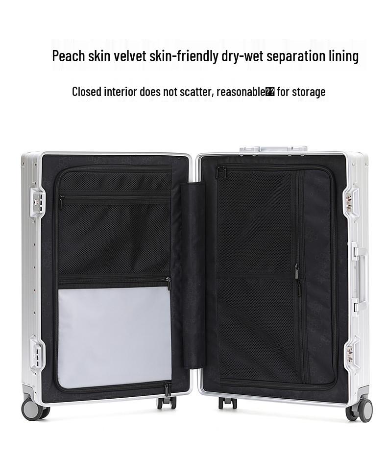 Aluminum-Magnesium Alloy Trolley Case - All-Metal Universal Wheel Luggage for Men and Women Business Carry-On