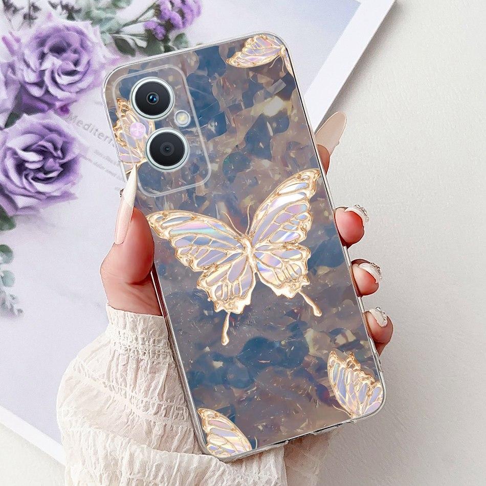 For OPPO Reno7 Z 5G / Reno8 Z 5G Elegant Floral Butterfly Phone Case For Oppo Reno 7Z 8Z 5G Soft Silicone TPU Cases