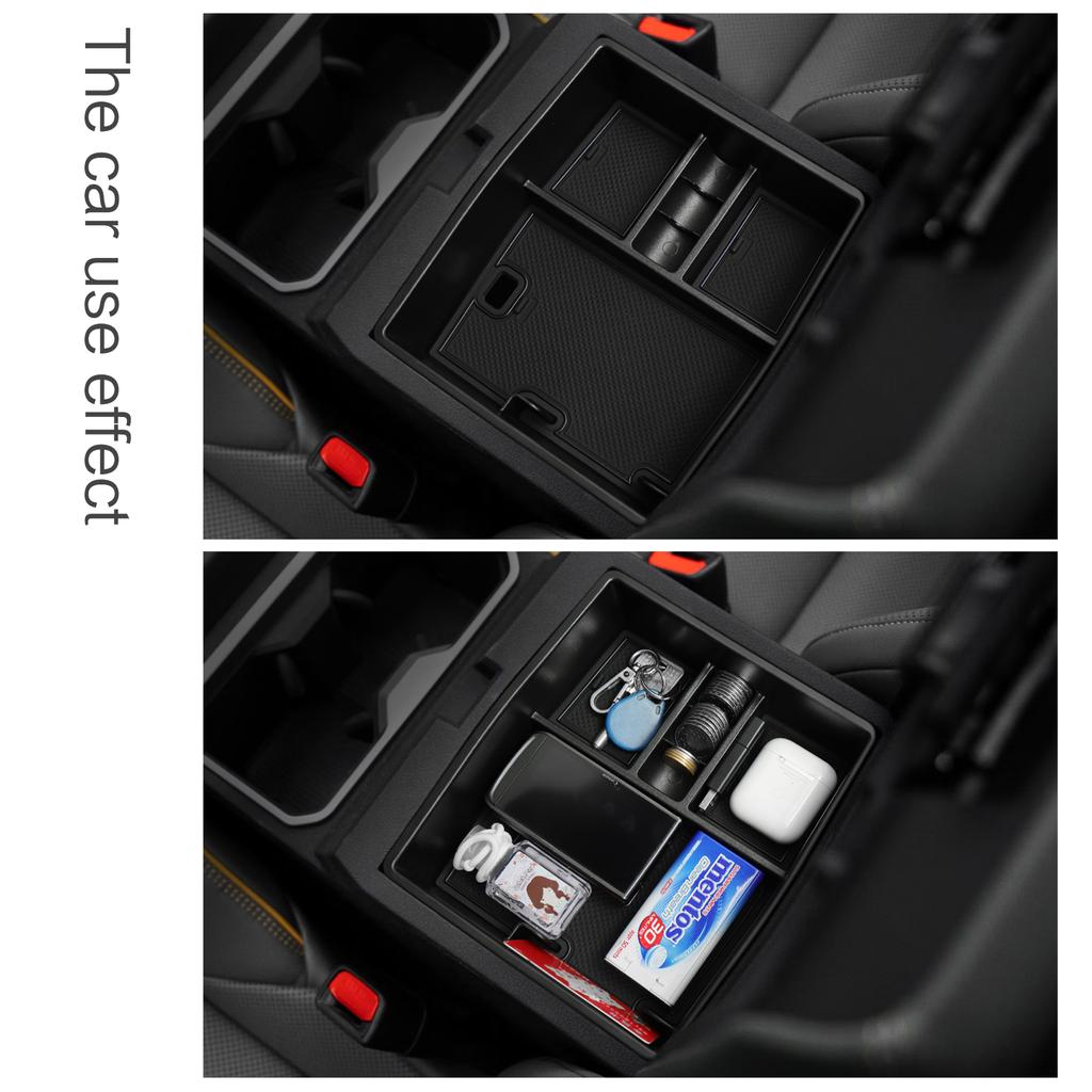 Car Armrest Storage Box for Toyota Tacoma 2025 2025 Center Console Tray Organizer Interior Accessories Tidying Black