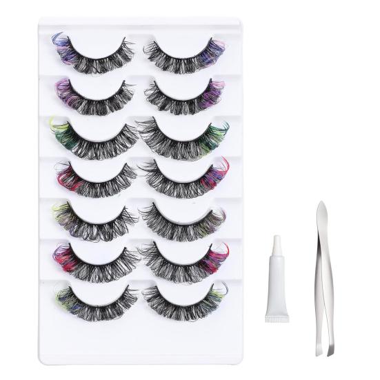 

1 комплект ресниц для крыльца гуся с пинцетом и клеем, цветная многоразовая статуэтка гуся для лужайки на открытом воздухе, украшение для ресниц 1 Set