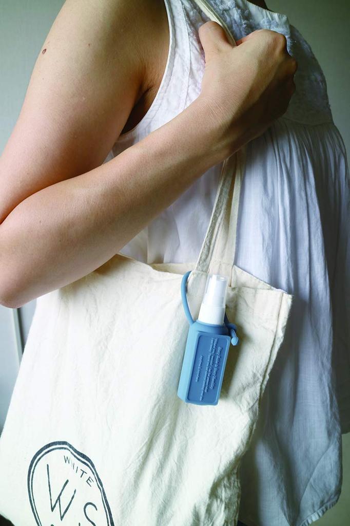 Global Arrow Geonature Portable Bottle with Holder, Rectangular, Black, Spray Bottle, Mist Sprayer, Refillable Container, Disinfectant, Sterilizing,