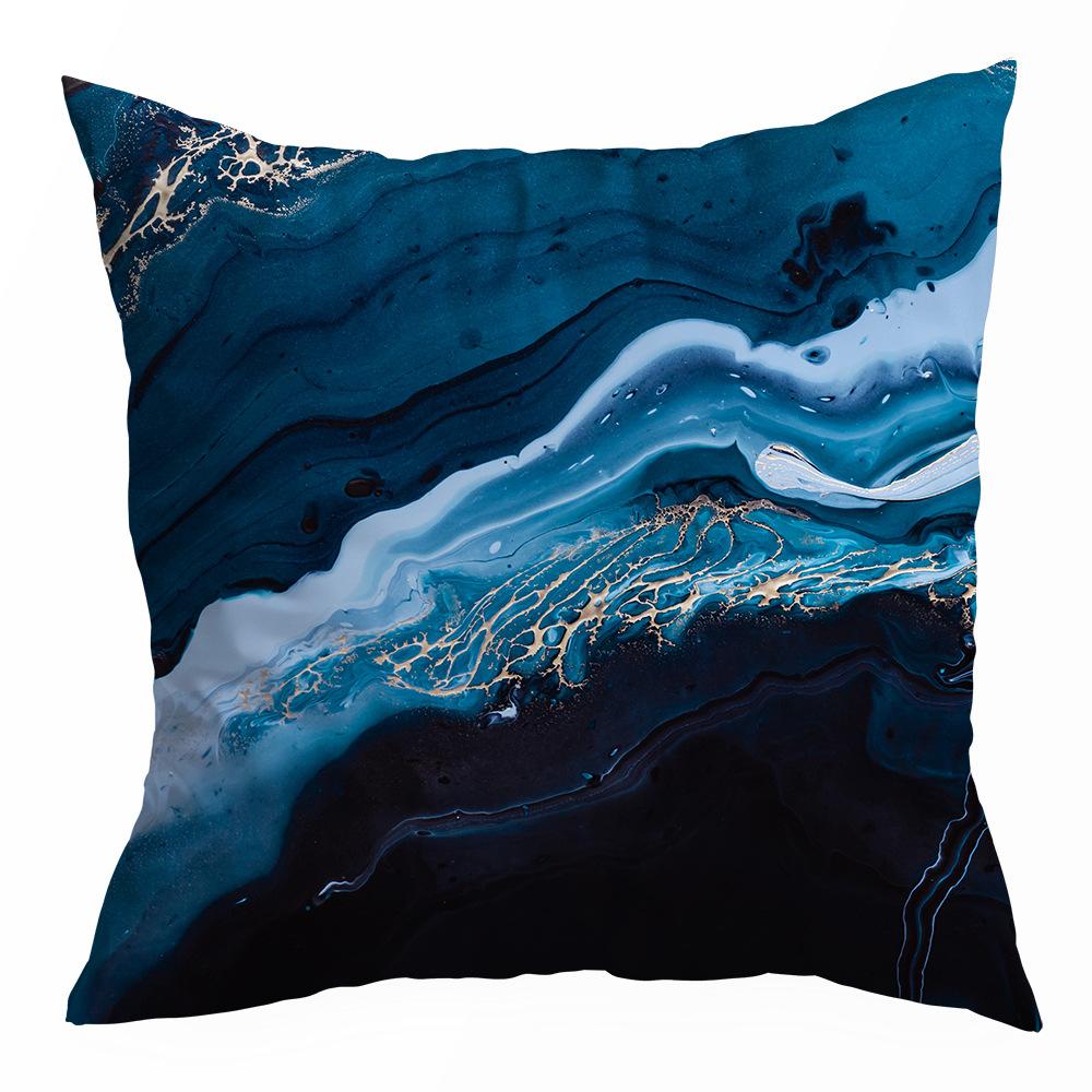 Blue Abstract Marble Print Pillowcase Sale Peach Leather Velvet Home Pillow Sofa Cushion Cover