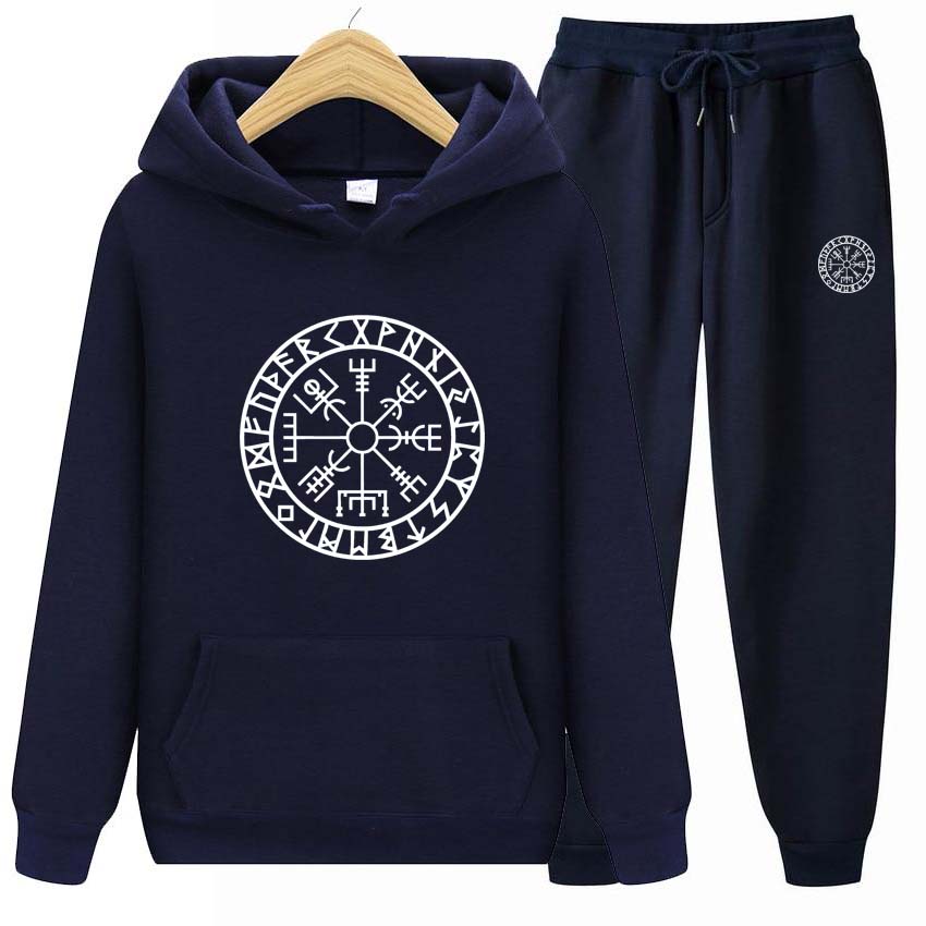 Men Suit Spring Hoodies+Pants Two Piece Set  Printing Men Womens Hoodies Tracksuits Jogger Pants Thick Warm Clothes Men