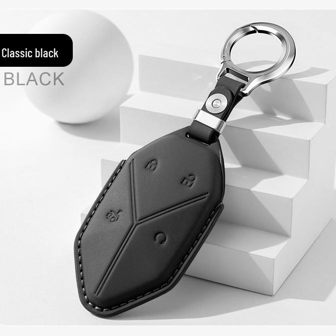 Leopard 5 Leather Key Holder & Case with Titanium Protective Shell - High-Grade Cowhide, Leopard 8 Design.