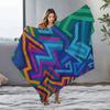 Vibrant Geometric Pattern Fleece Blanket - Abstract Colorful Block Design Sofa Bed Throw For Kids Teens Adults