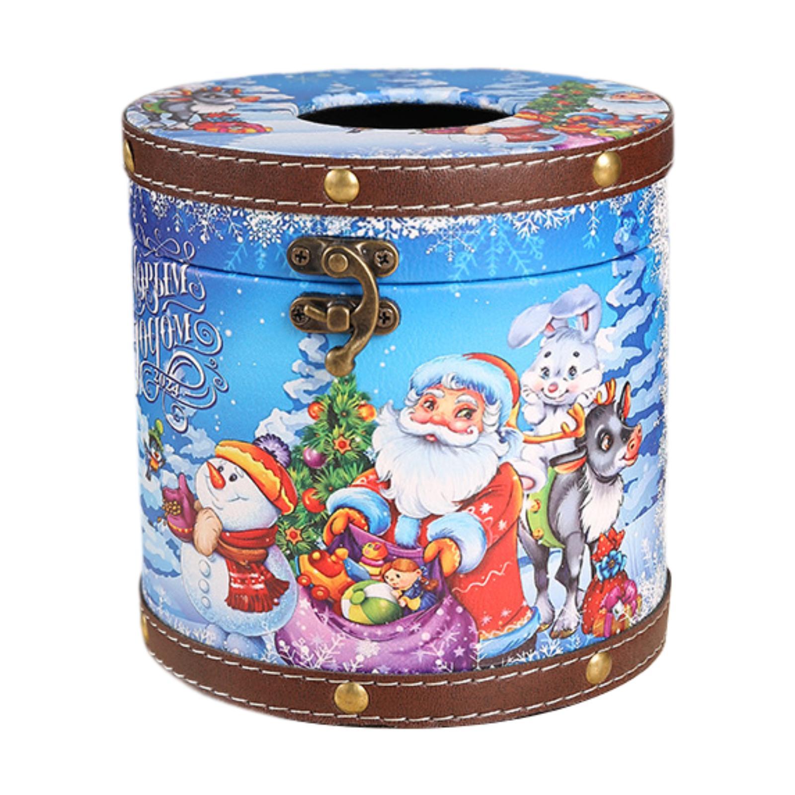 Christmas Tissue Box Holder Round Tissue Box Creative Crafts Utility Decorative