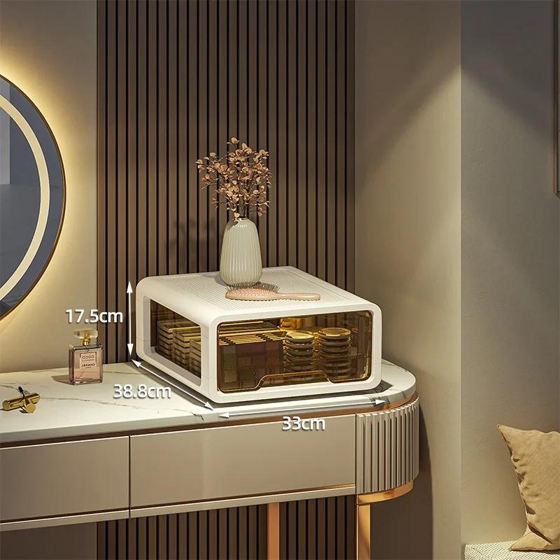 

Стойка с выдвижными ящиками, прозрачный шкаф для хранения, большая вместимость, мобильная полка для хранения вещей для кухни, ванной комнаты