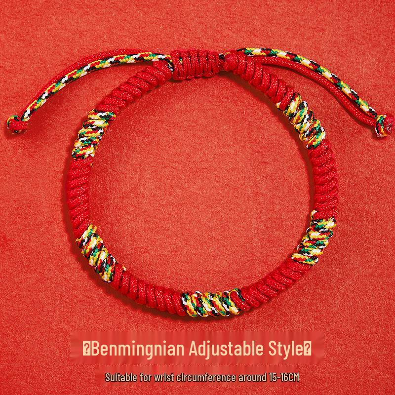 Red String Zodiac Year Bracelet: Handmade Vajra Knot Amulet for Women & Men, Tai Sui Protection, Perfect Gift for Girls.