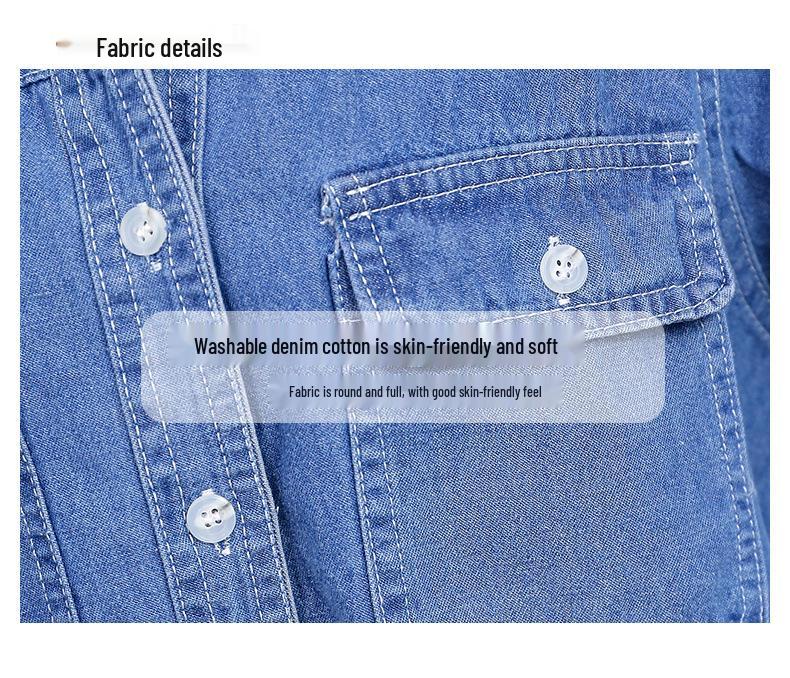 Veste chemise en jean délavé à manches longues pour femme - Style décontracté coréen Printemps/Automne 2025