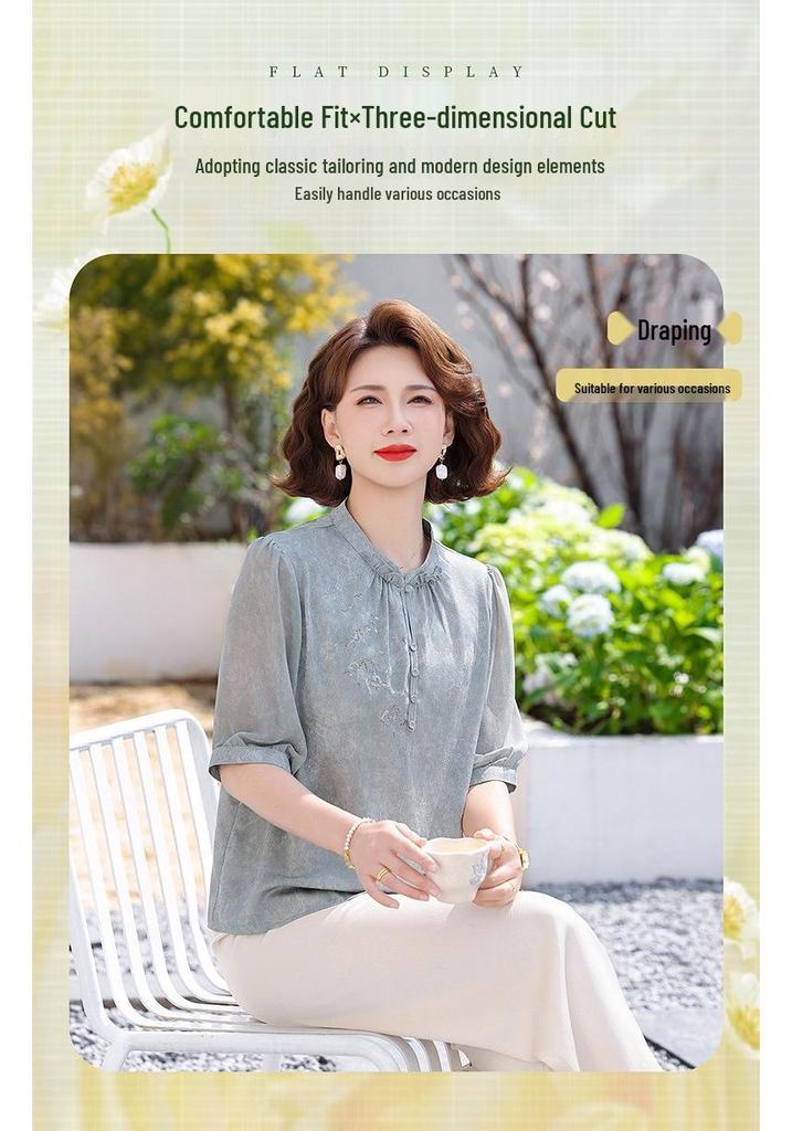 Chiffon Blouse for Summer 2026: Elegant Short Sleeve Chinese Style for Moms