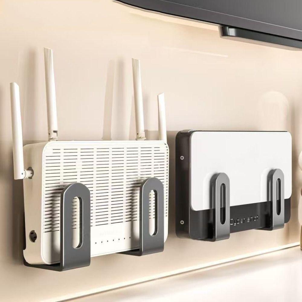 No Drill Router Power Strip Holder Carbon Steel Wall Support Bracket Durable Wifi Placement Rack