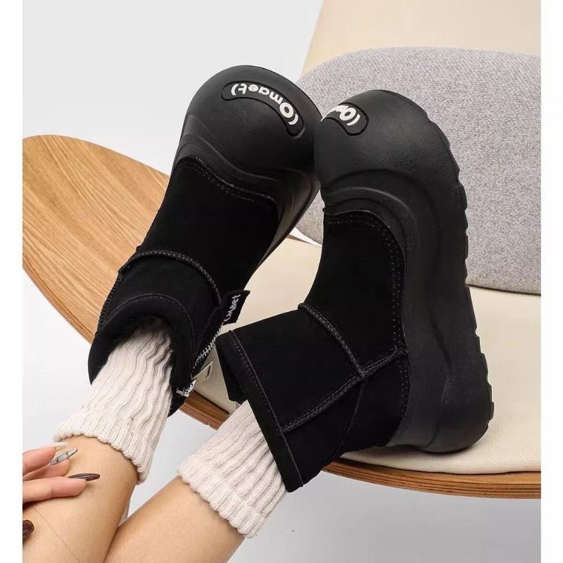 Ugly cute big head couple snow boots men's and women's winter velvet thickened northeast open smile big cotton shoes non-slip boots