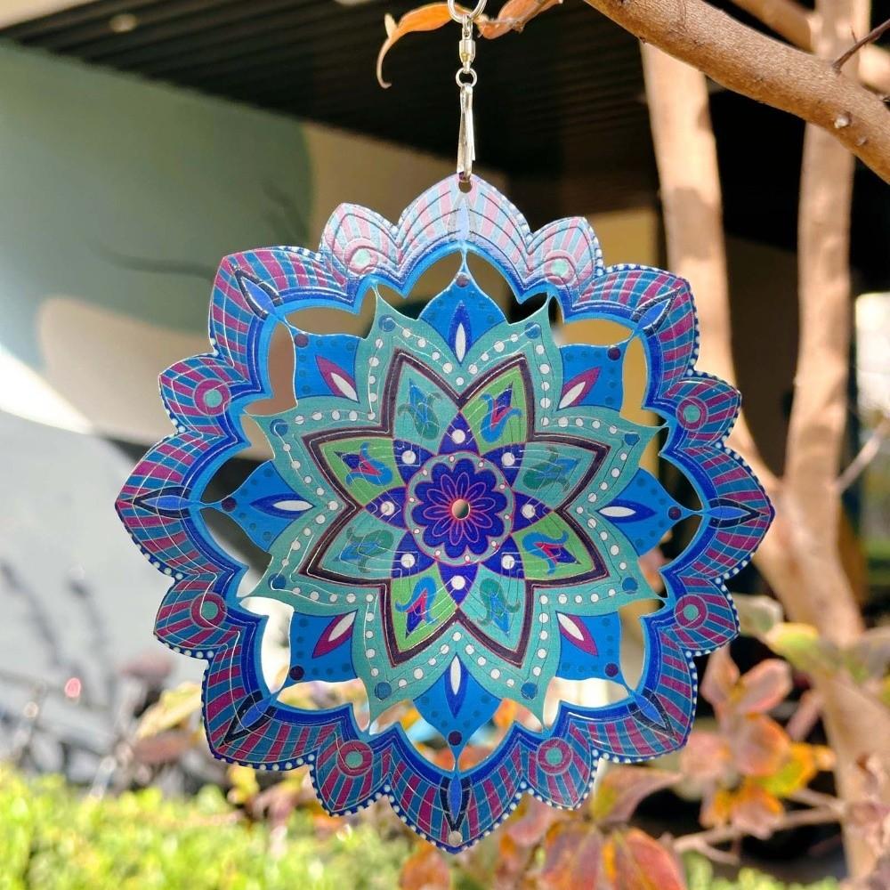 Flower Mandala Wind Chime Butterfly Wind Spinner Creative Rotating Pendant  Terrace Decor