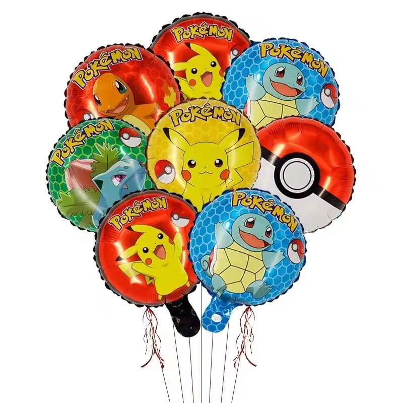 

15pcs Pokemon Circular Aluminum Film Balloon Children Birthday Party Pikachu Squirtle Cartoon Ball Baby Shower Gift 10inch for s Round Sensory 10inch