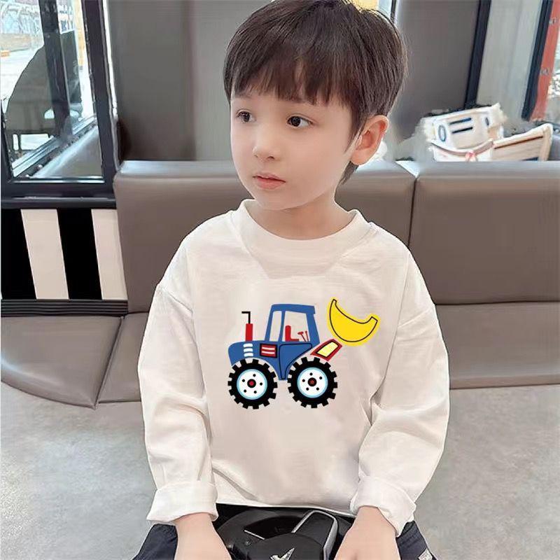 Pure Cotton Cartoon Long Sleeve T-Shirt for Kids - Unisex Spring/Autumn Round Neck Top