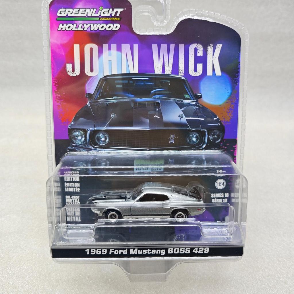 GreenLight 1:64 John Wick 1969 Ford Mustang Boss 429 High Simulation Car Model Collectible Toy Gift Souvenir Display Ornament