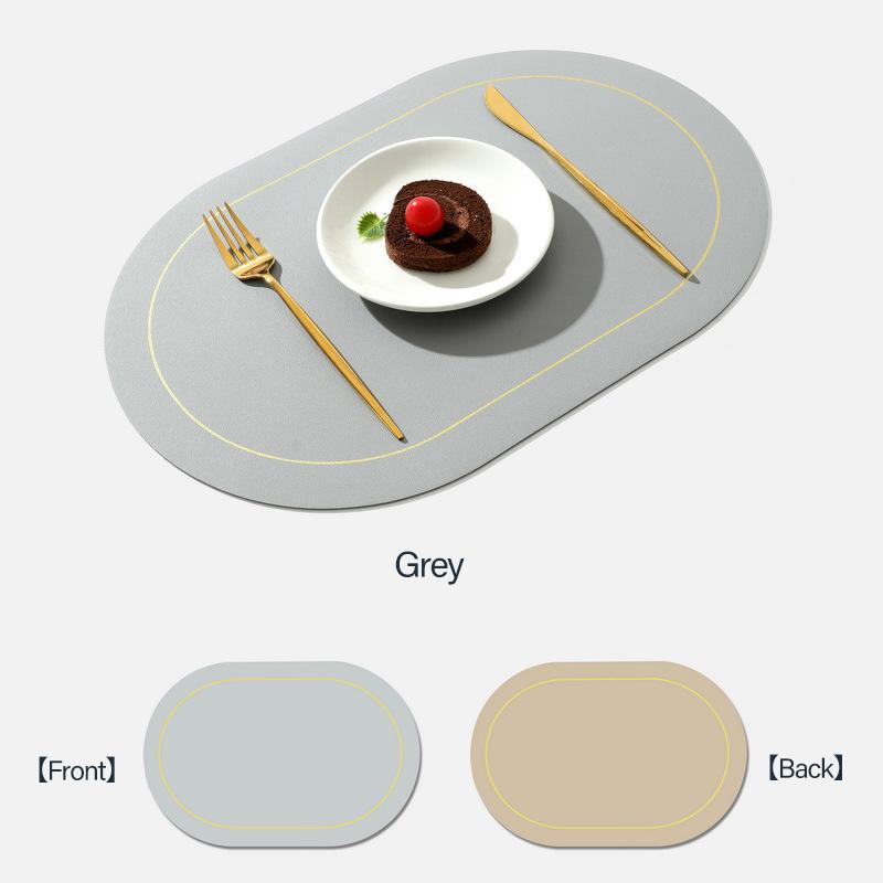 Faux Leather Placemats Set of 6 Double-Sided Color Oval Design Home Decor Kitchen Dining Table Placemats Heat Resistant pad