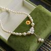 Natural Freshwater Pearl Necklace Women's Summer Small Grain Small Flower Design Versatile Niche High-end Clavicle Chain Simple Tide