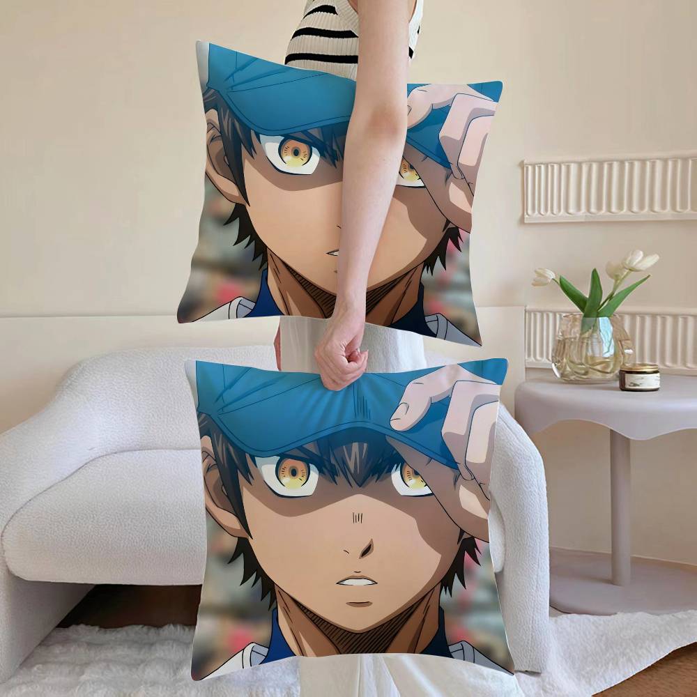 S-Sawamura Eijun Pillow Case Anti-dustmite Pillowcase Invisible Zipper Silky Sofa Cushion Cover