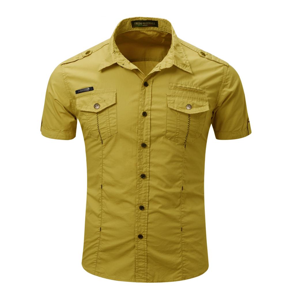 Men's Short Sleeved Shirt, Outdoor Men's Plus Size Military Workwear, All Cotton Shirt