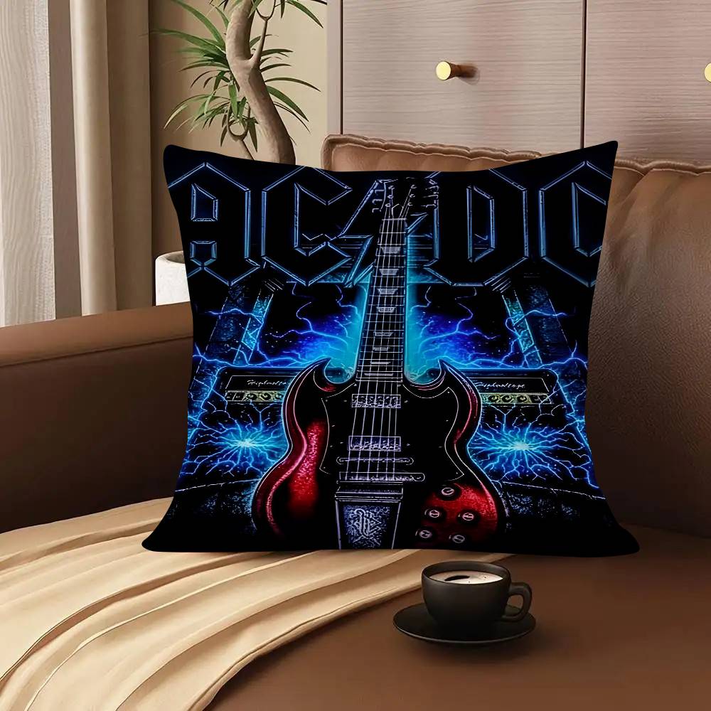 AC DC Vintage Heavy Metal Music Pillow Case Square Pillow Bedroom Sofa Leisure Comfort Cushion Car Living Room Home Decoration