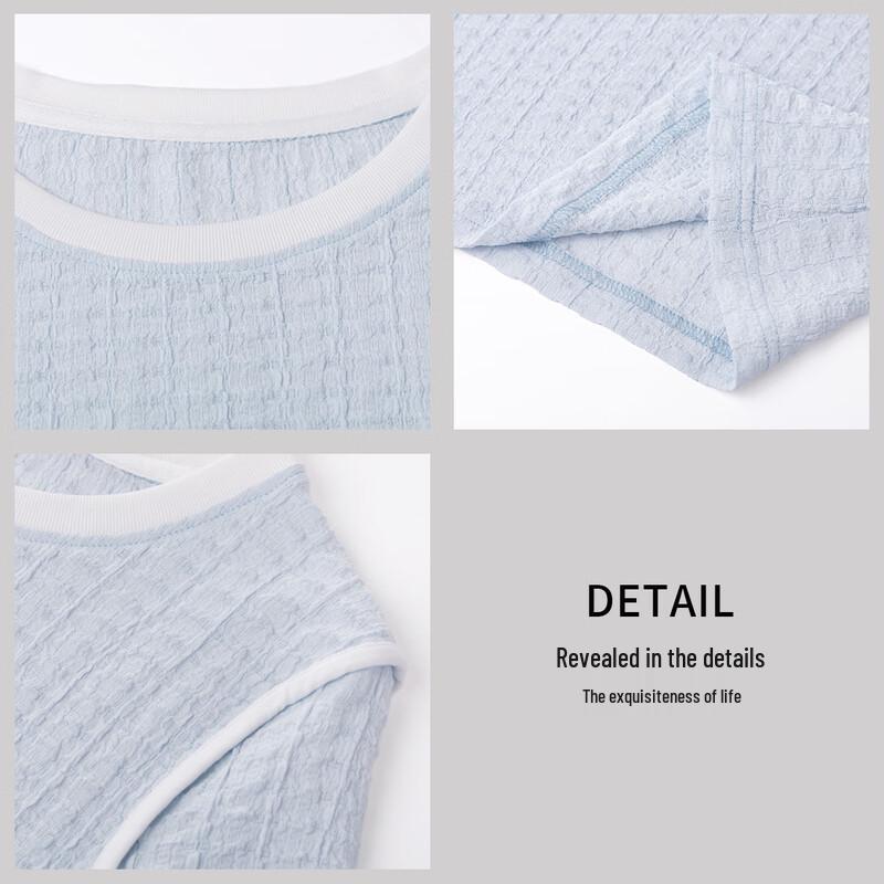 Handu Yishe Women's Puff Grid Texture T-shirt