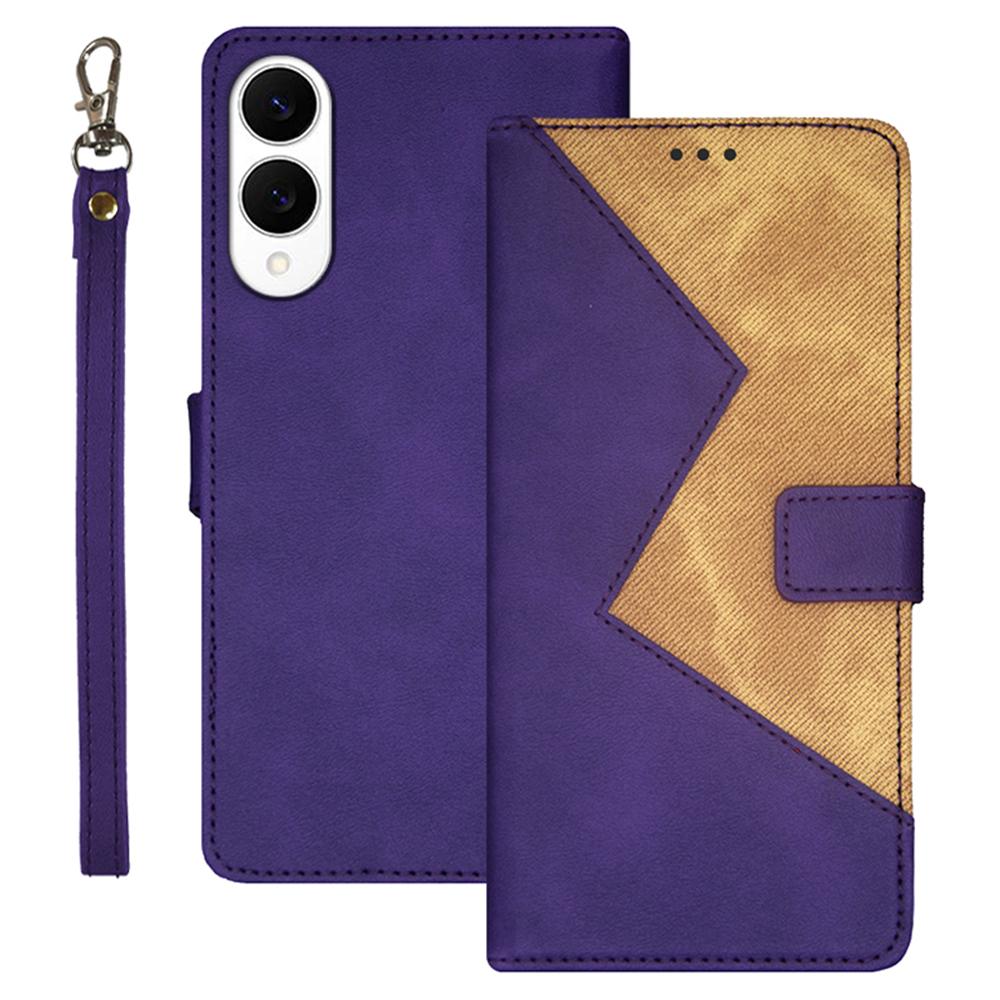 IDEWEI For Samsung Galaxy S25 Edge Case Card Slots Splicing Color Leather Phone Cover with Wrist Strap