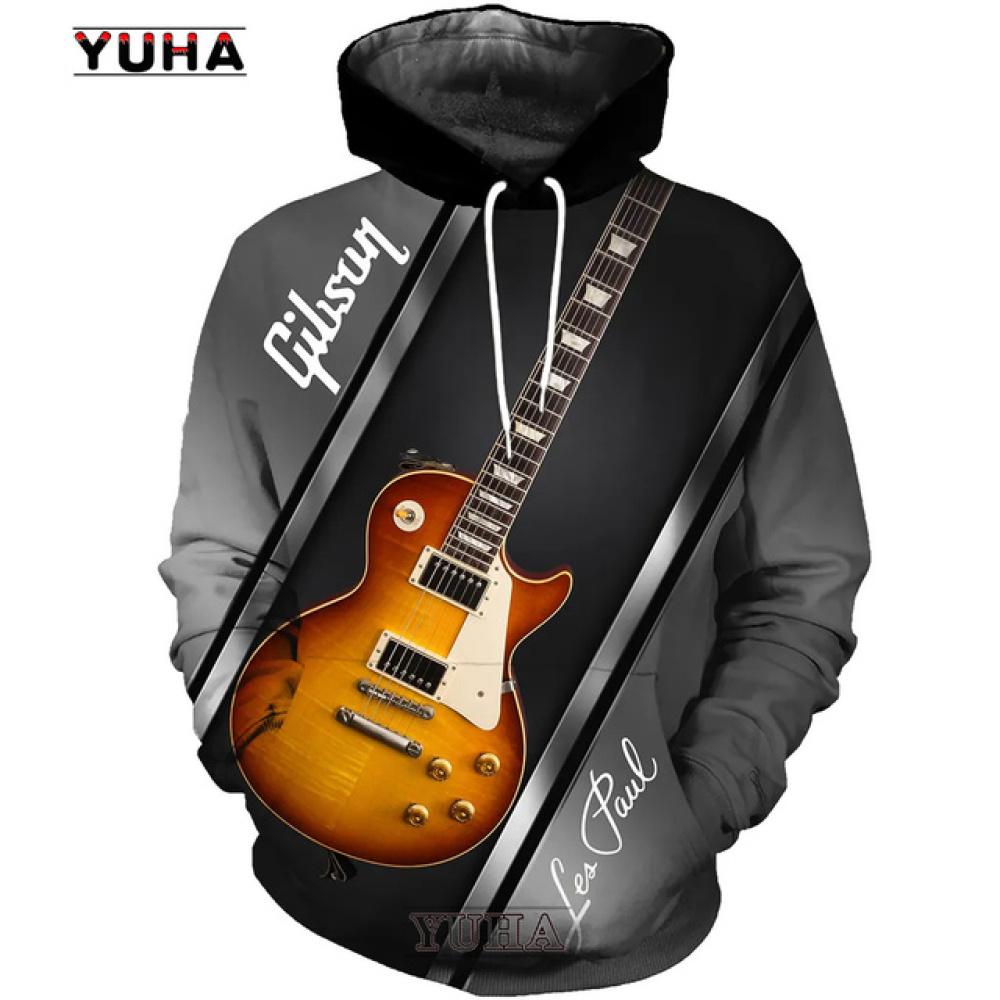 Весенне-осенние мужские толстовки с 3D принтом гитары толстовка пуловеры с длинными рукавами в стиле Харадзюку уличная одежда в стиле хип-хоп мужская куртка с капюшоном XXL 1967₽