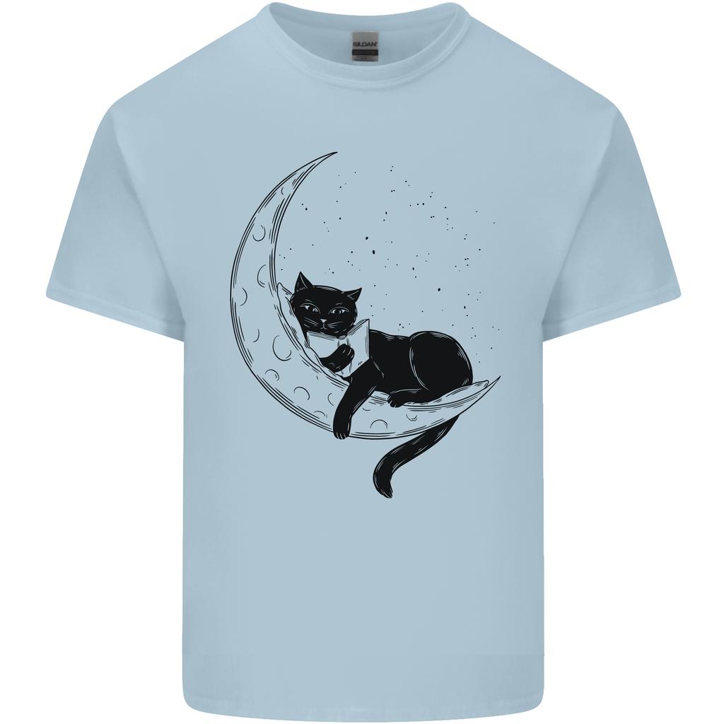 A Cat Reading a Book On the Moon Unisexs Light Cotton TShirt