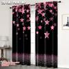 2Pcs Blackout Curtain Pink Stars Polyester For Bedroom And Living Room Machine Washable Privacy-Enhancing Curtains
