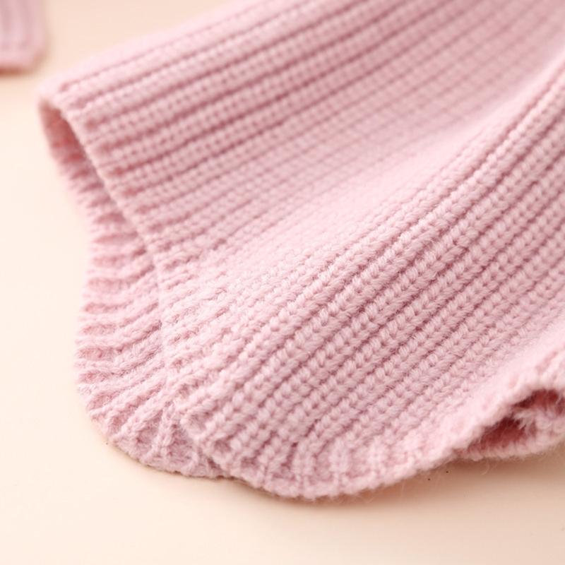Solid Color Newborn Beanie Hat Mitten Set Warm Knitted Cap Hospital Hat for Toddler Girls Boys Ears Protections Hat