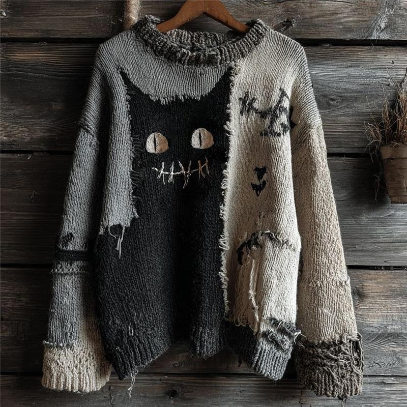Women Crew Neck Loose Pullover Halloween 3D Digital Print Long Sleeve Casual Sweatshirt