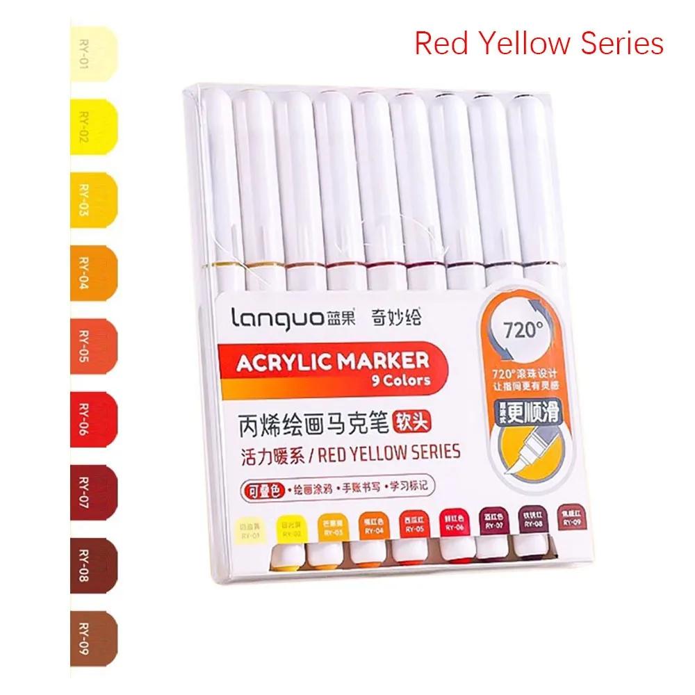 Professional 9-Colors Marker Pen Straight Liquid Art Stationery Colour Pen Hand Account Writing Stackable Color Art Felt Pens