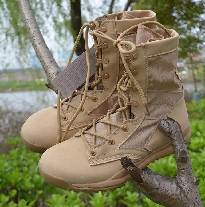 Fashion Breathable Men Desert Boots Tactical Military Boots Ultralight Combat Boots Outdoor Hiking Shoes Male Army Boot Large Size 49