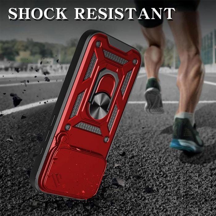 Case for iPhone 18 Pro Max, Shockproof Hard with Ring and Camera Protection - Red