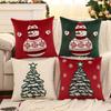 1 Pc Christmas Tree Throw Pillow Cover Velvet Embroidery Snowman Christmas Decoration Living Room