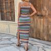 Women's Dress Casual Striped Holiday Dress With Sleeveless Square Neck