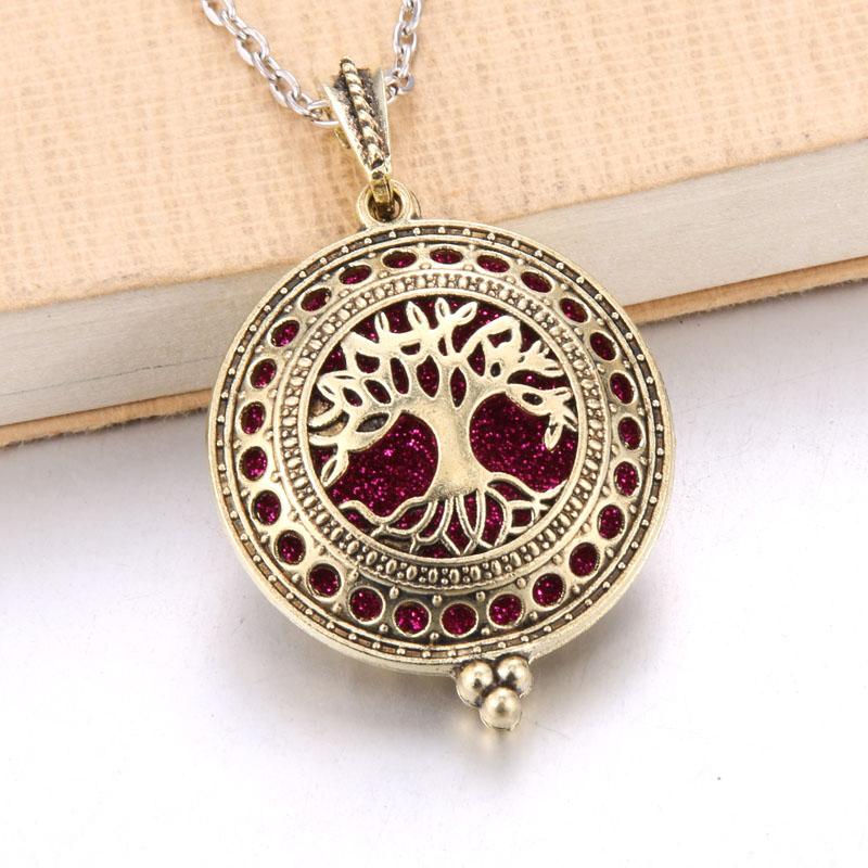 Aromatherapy Necklace Tree of Life Diffuser Jewelry Vintage Open Locket Pendant Essential Oil Perfume Aroma Diffuser Necklace