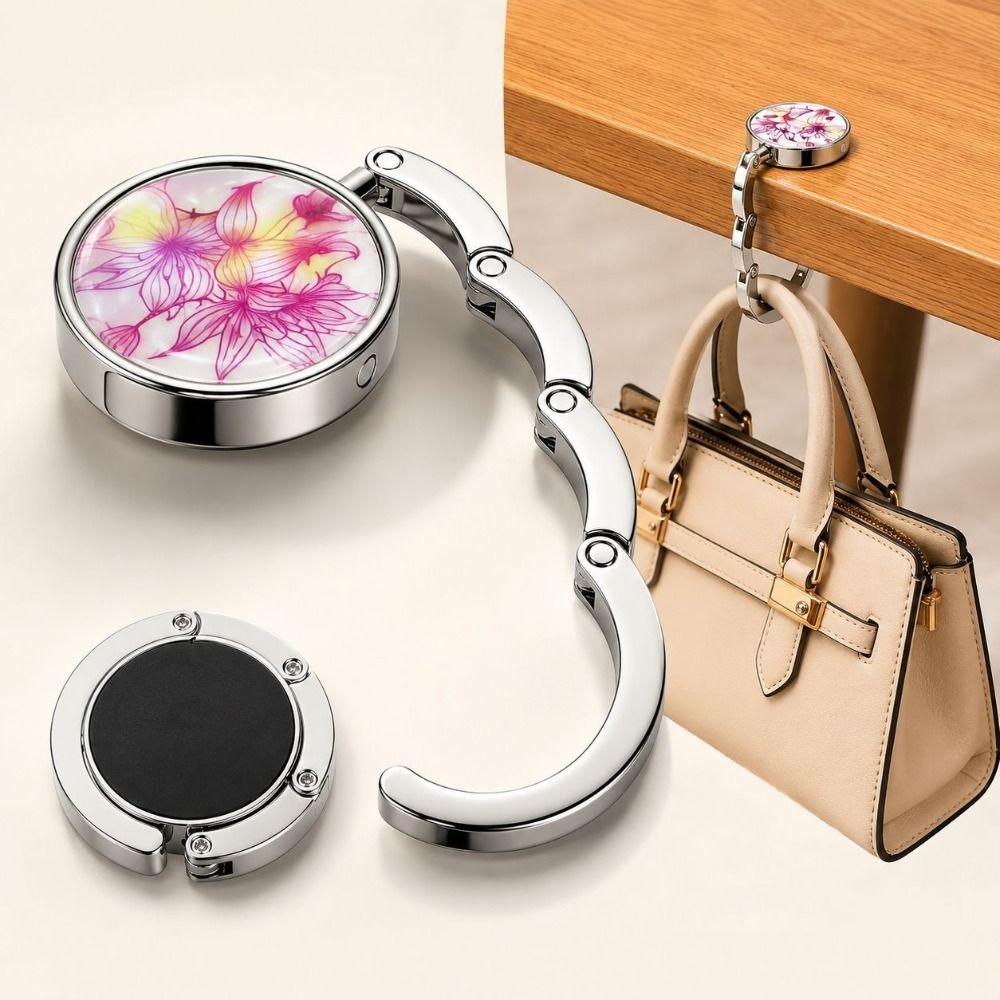 Porta borsa da tavolo portatile, gancio per borsa con motivo in marmo, design pieghevole, gancio per portamonete, uso da viaggio