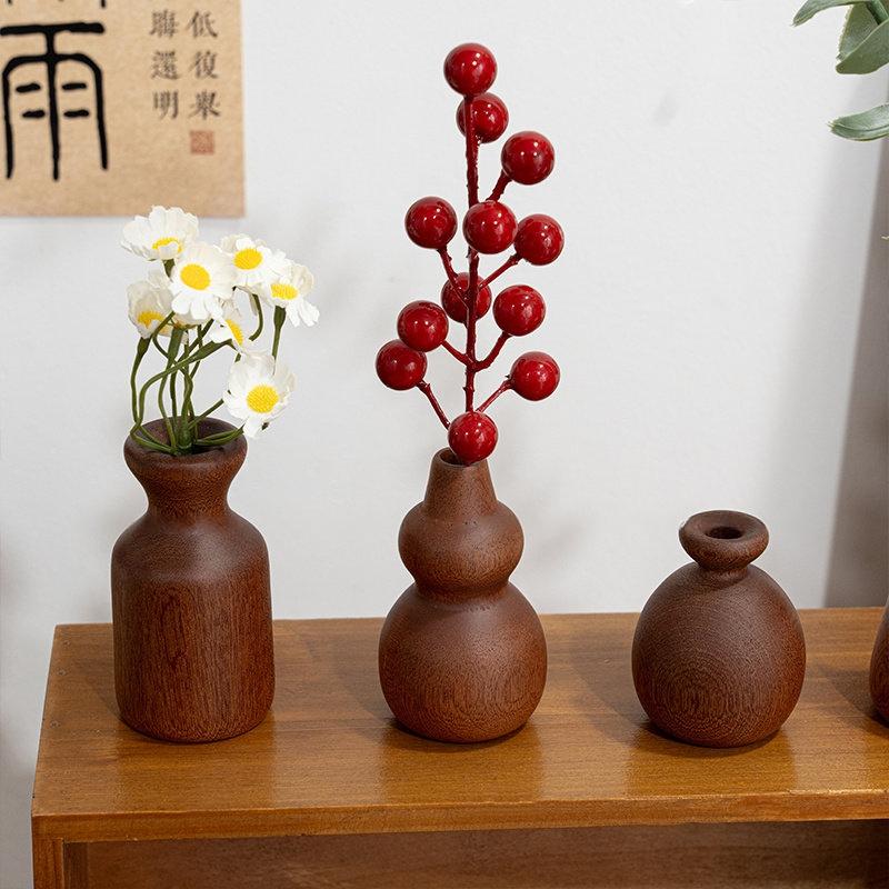 Wooden Flower Vases Wood Vase For Flowers Office Desk Accessories Room Decor Home Desktop Ornament