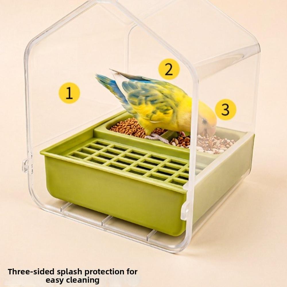 Semi-Enclosed Drawer Design Bird Feeder Large Capacity Parrot Bath Tub Bird Food Box Pet Bird Use