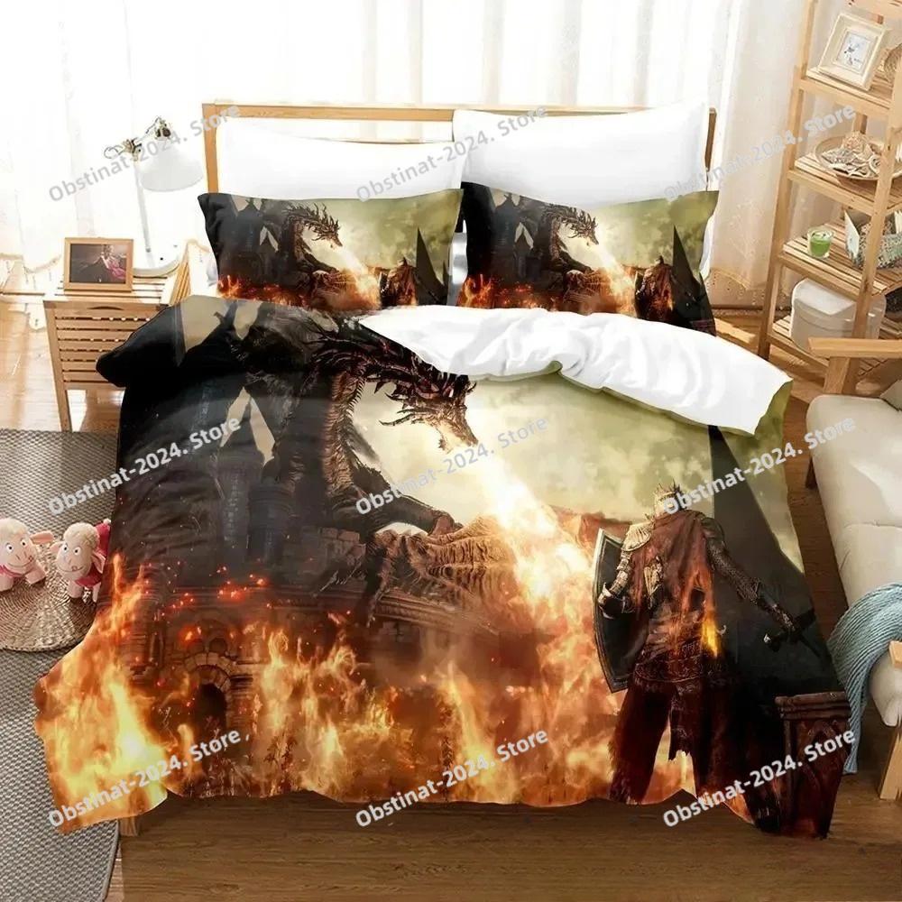 Dark Souls 3 Yatak Örtüsü Seti Tek Çift Tam Kraliçe King Boy Yatak Seti Yetişkin Çocuk Yatak Odası Nevresim Takımları 3D Baskı Anime Çarşaf Seti