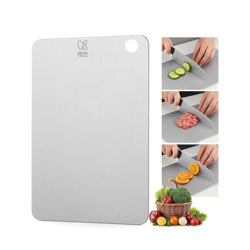 KEITH Titanium Cutting Board Machine for and Everyday Use Perfect for and Picnics - Antibacterial, Double-Sided, Washable, Lightweight, Vegetables,