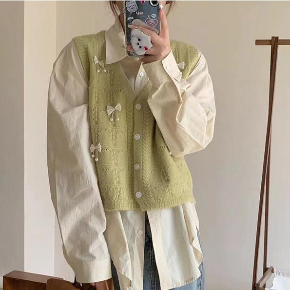 

Осенний женский вязаный жилет, короткий топ, стильный жилет, вязаный свитер в стиле колледжа для женщин 3XL зелёный